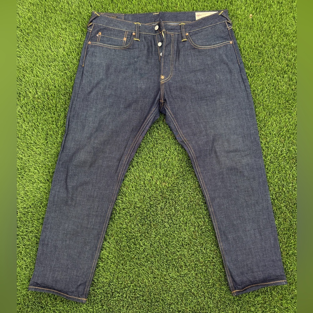 Navy blue Evisu Japanese selvedge denim jeans